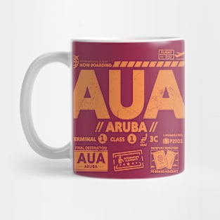 Vintage Aruba AUA Airport Code Travel Day Retro Travel Tag Mug